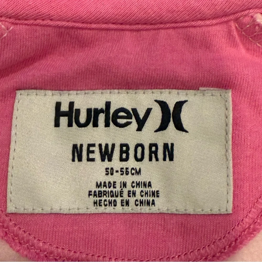 NWT Hurley infant pink one piece sweatshirt outfit with hood
